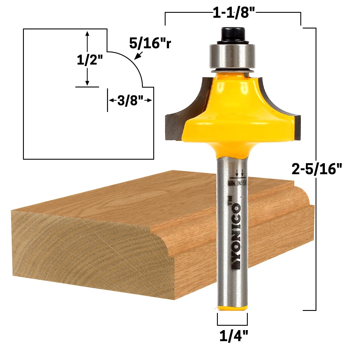 Yonico Roundover Beading Router Bits Edge Forming 5/16-Inch